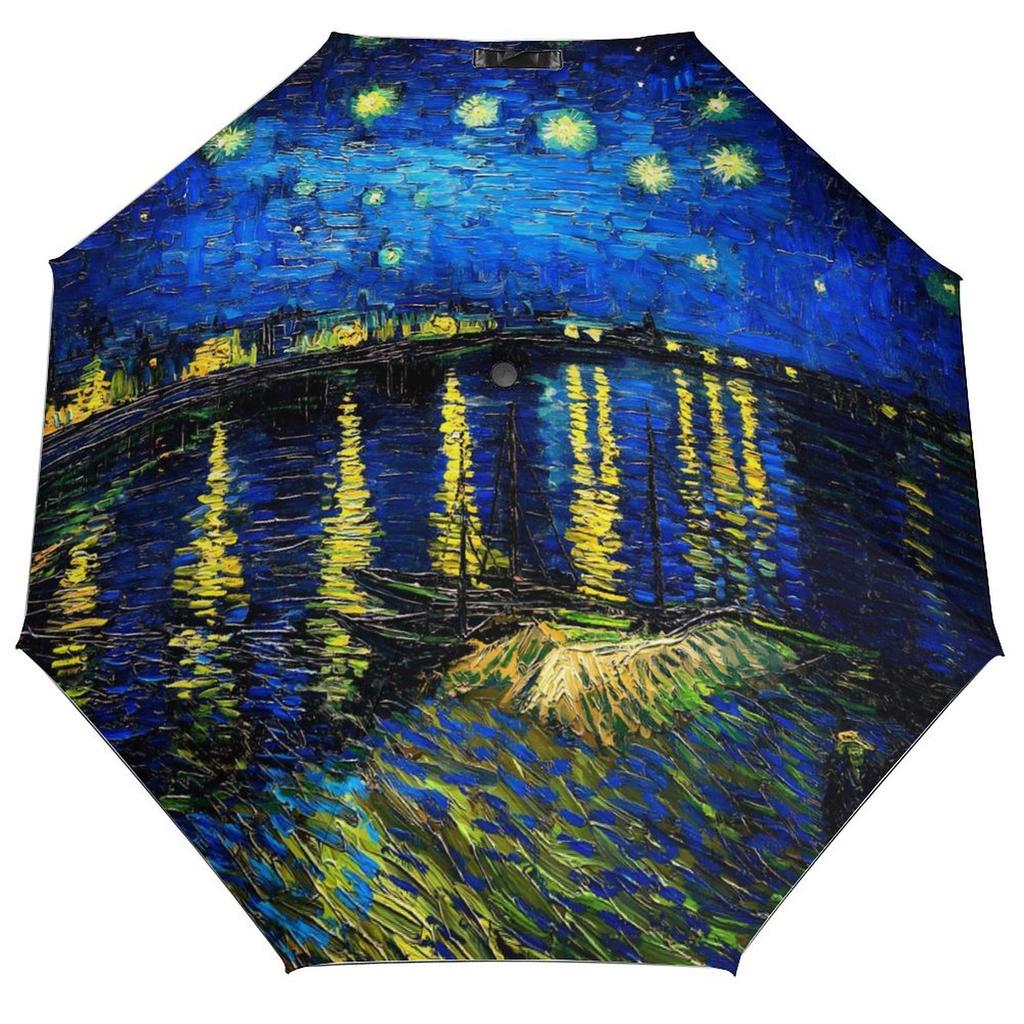 Vincent Van Gogh Paraply Landskapsmönster Sol Anti-UV Paraply Stark Mode Automatiskt Utomhus Målningsparaply