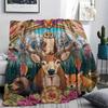 Deer Print Flannel Blanket, High quality Comfortable for All Seasons, Home Decor, Warmth and Comfort, Perfect for Christmas Gifts