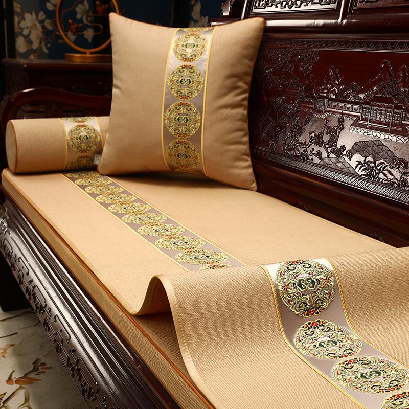 Chinese Mahogany Sofa Seat Cushion Cover Cloth Red Non-Slip Arhat Bed Cushion Sofa Towel Solid Wood Sofa Cushion Cover Towel