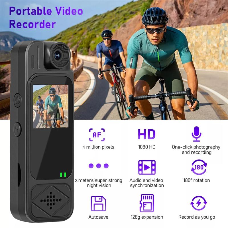 HD 1080P Mini-Kamera Tragbarer digitaler Videorecorder Getragene Polizei-Kleinkörperkamera Infrarot-Nachtsicht-Sport-DV-Camcorder