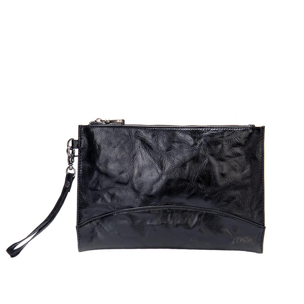 Herren Vintage Crazy Horse Leder Lange Clutch Tasche – Echte Rindsleder Umschlag Handtasche