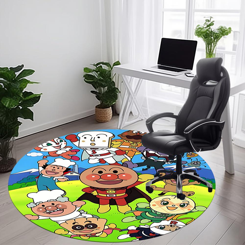 1PC Anpanman Office Round Area Rug Suitable For Office, Under Office Chairs Bedroom Living Room Home Decor, Room Deco T1224003