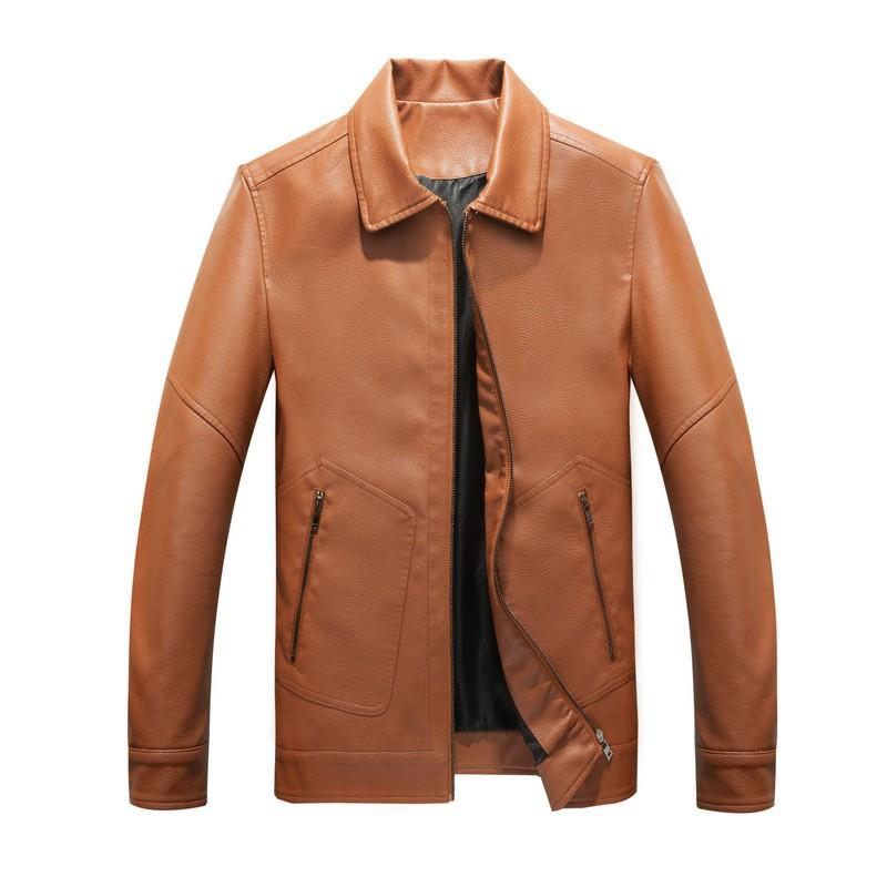 Men's Leather Motorcycle Washed Pu Leather Jacket Men's Lapel Thin Men's Leather Jacket