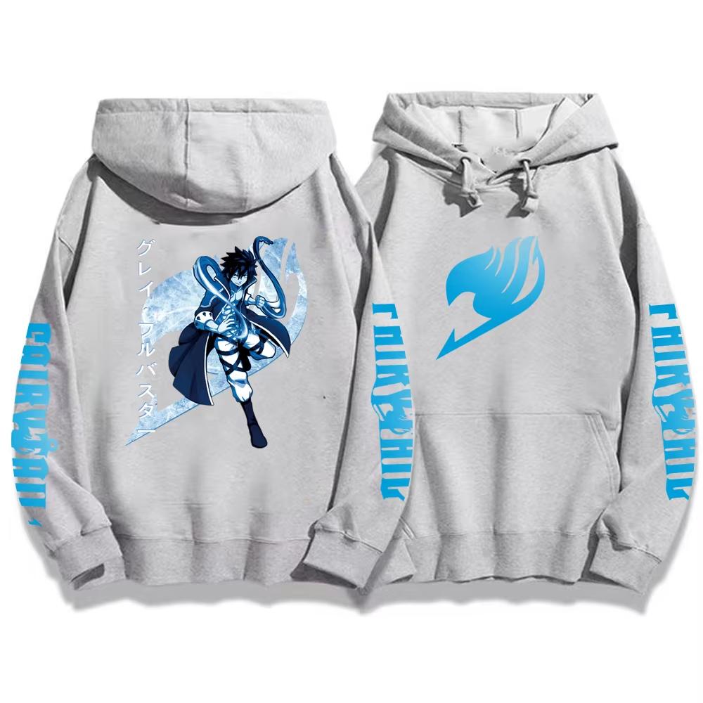 Japan Anime Fairy Tail Gray Fullbuster Graphic Print Hooded Men Women Casual Loose Hoodies Male Streetwear Harajuku Sweatshirt