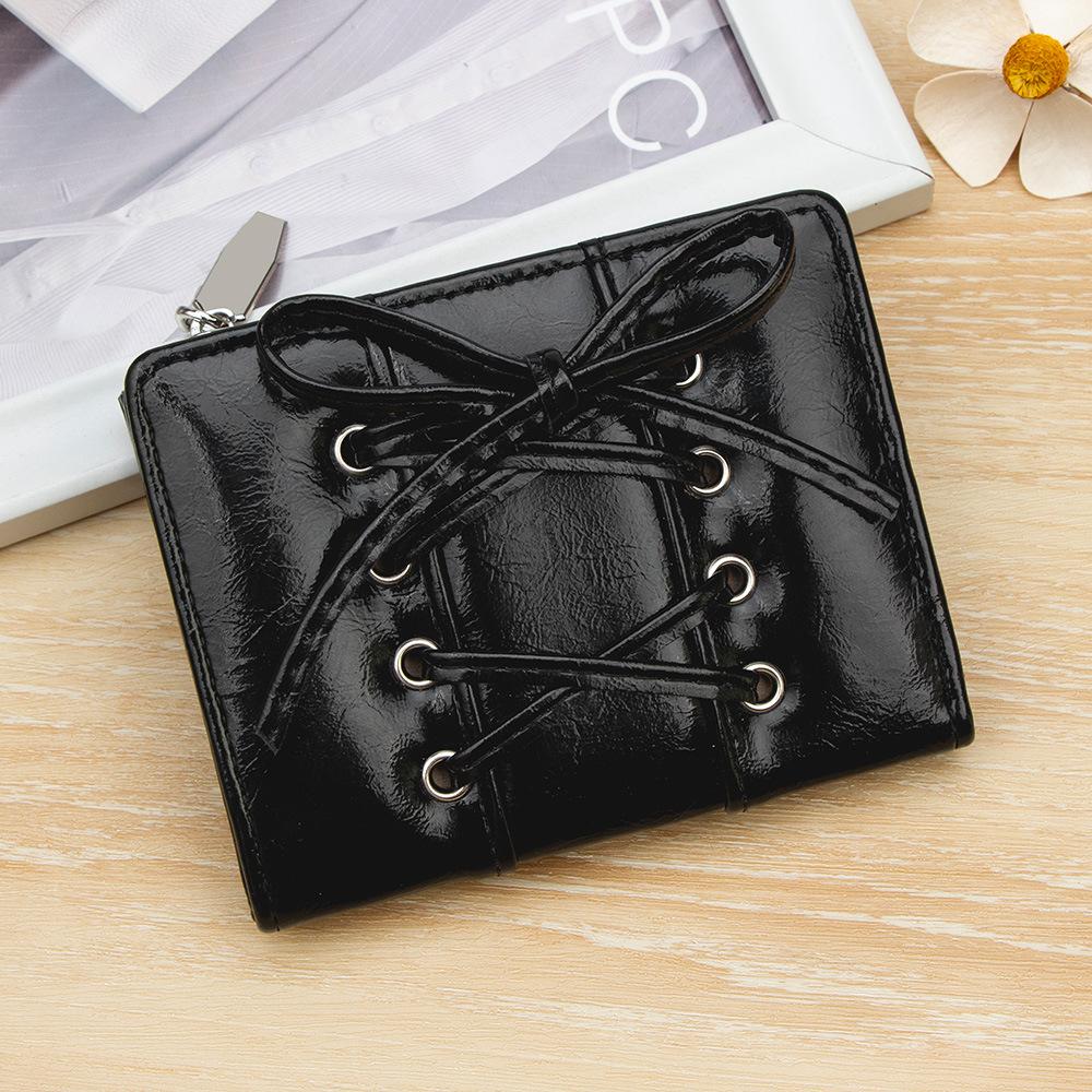 Korean Version of The New Simple and Versatile Bow Tie Zipper Buckle 20% Off Small and Exquisite Student Short Wallet Women