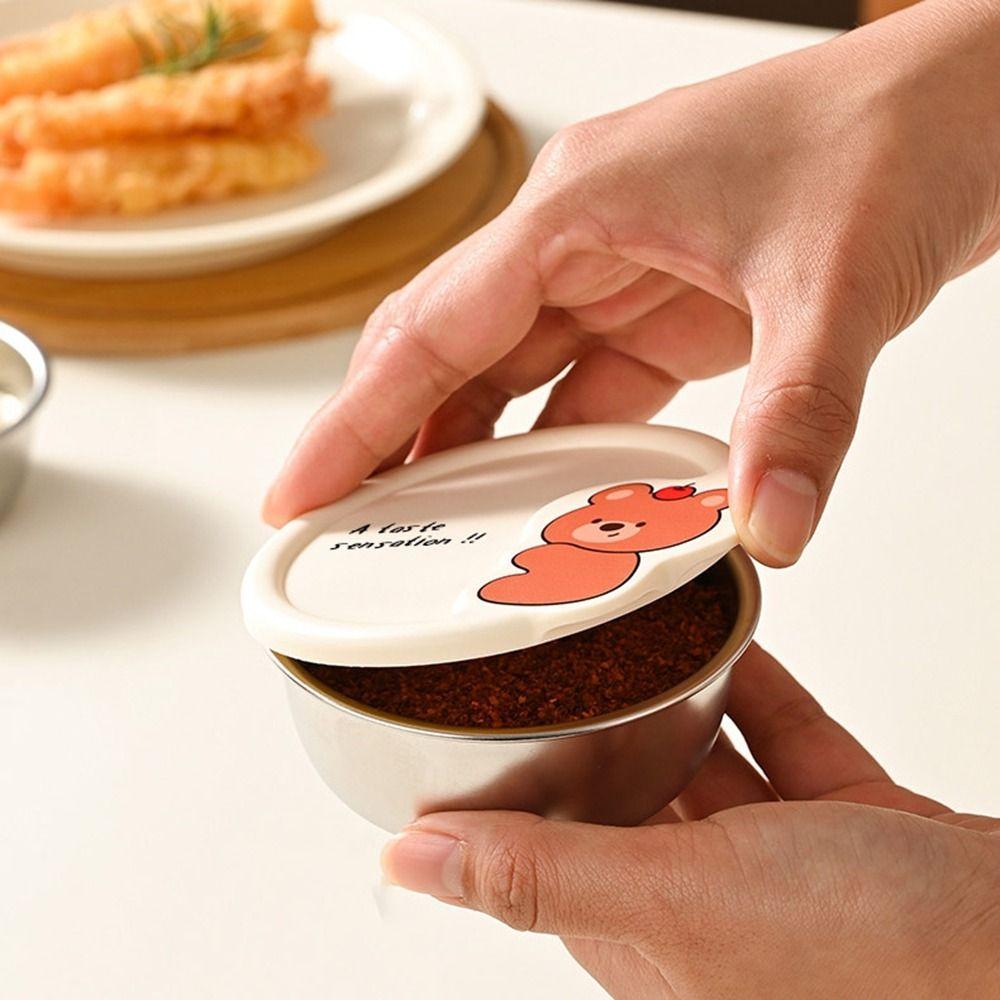 3Pcs 170ML Stainless Steel Sauce Cup Leak-proof Salad Dressing Container Dipping Box for Home