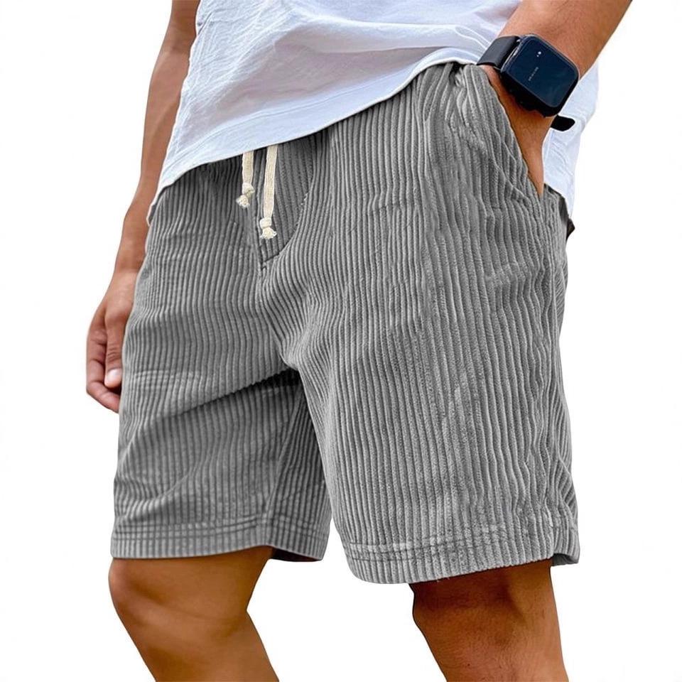 2025 Men's Retro Embroidered Logo Corduroy Drawstring Shorts