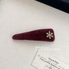 Red Plaid Fabric Hair Clip with Snowflake Design for Women
