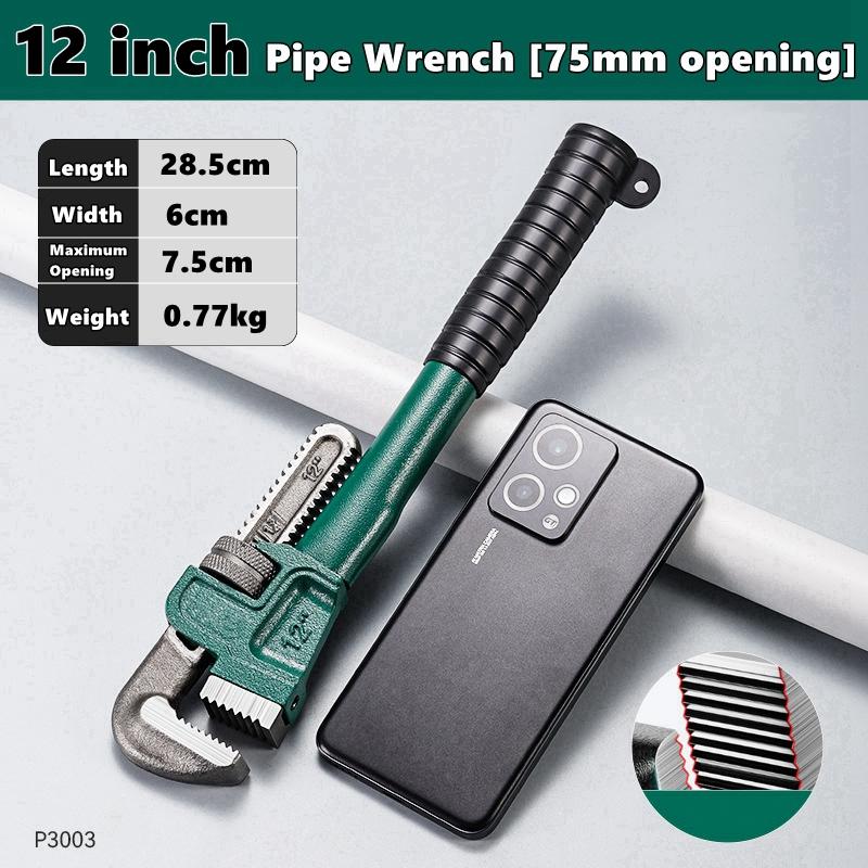 Heavy Duty Carbon Steel Straight Pipe Wrench 10", 12", 14", 18" Pipe Plier Universal Industrial Adjustable Plumbing Hand Wrench