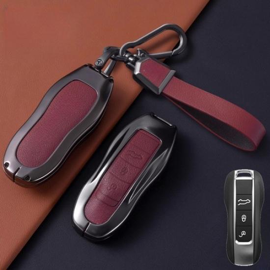 Zinc Alloy Leather Car Key Case Cover For Porsche Panamera 911 Macan Cayenne