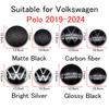 FD06-Valve Stems Caps For Volkswagen Polo 2019 2020 2021 2022 2023 2024 1Pc 139mm 110mm Car Logo Front Bonnet Hood Rear Trunk Emblem