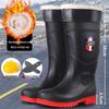 Jun Deng Men's High-Top Waterproof Anti-Smash Puncture-Resistant Work Boots - Durable, Thick-Soled Rain Boots for Construction Sites.