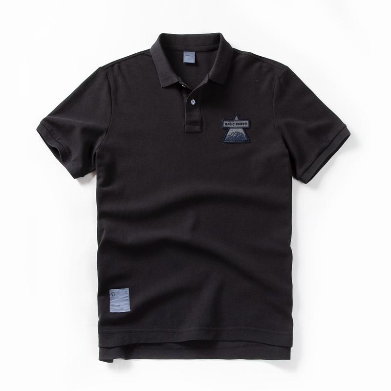 

Summer Mens Polo Shirts Cotton Shirts Short Sleeve Letter Embroidered Emblem Simple Shirt for Male XXXL чорний