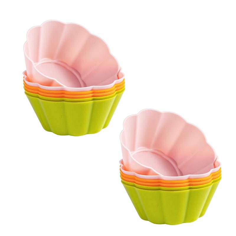 

Silicone Muffin Cake Mold 12pcs Non-Stick Dessert Maker Flower Shaped Chocolate Baking Mold Heat Resistant Bakeware for Kitchen