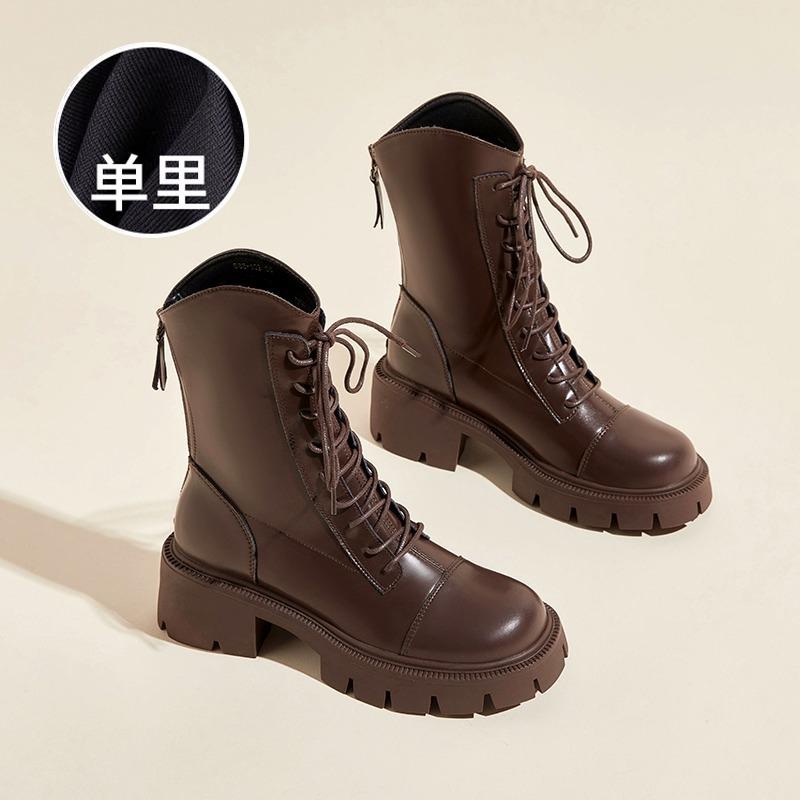 

Кожаные ботинки Maillard Martin женские 2024 осень и зима новая корейская версия платформа короткие ботинки британский стиль V-образный вырез тонкие ботинки 36 коричневый