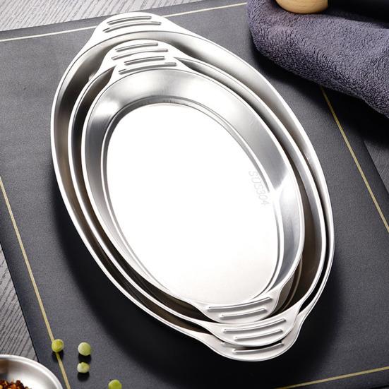 Nerezový pekáč s držadly Oválná pánev na grilovanou rybu Multifunkční pekáč na grilovanou rybu, krůtu, lasagne