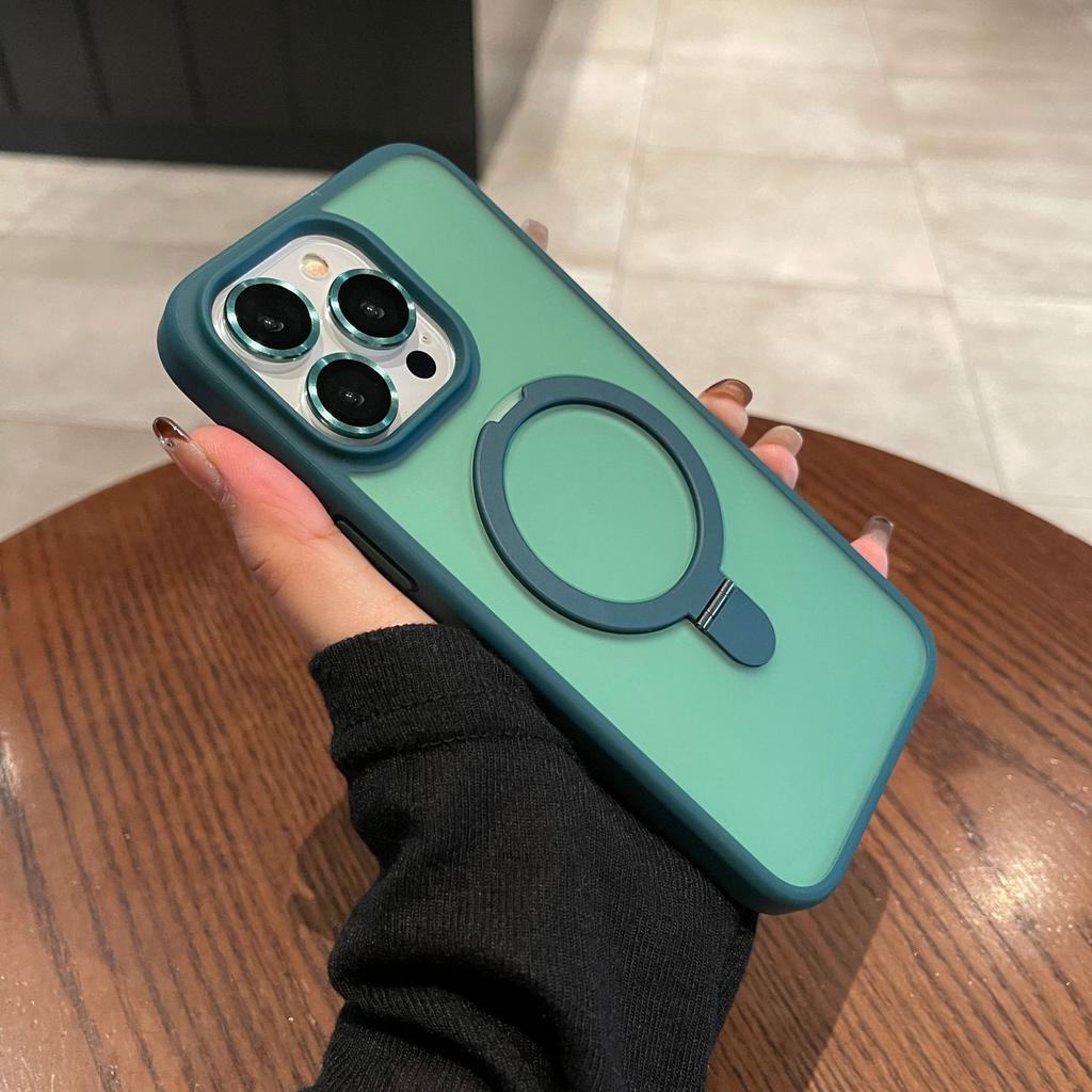 Applicable To IPhone 17 Magnetic Fulcrum Stand Mobile Phone Case Apple 16 Matte Skin Feeling with Lens Film
