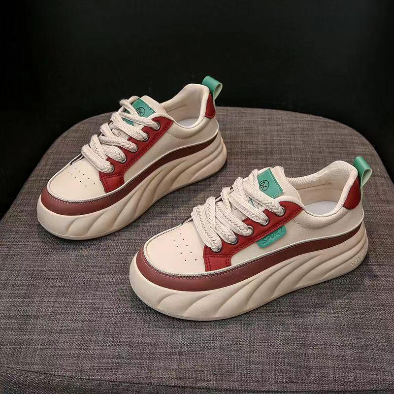 

Platform white shoes women s 2024 new autumn height increase versatile leisure sports lightweight Internet celebrity women s shoes 40 червоний