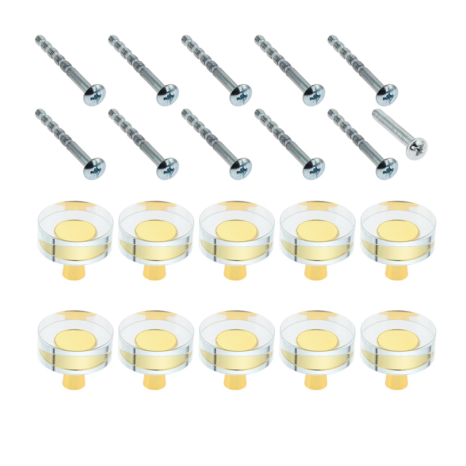 

10PCS Glass Crystal Knobs w/screws Brass Clear Golden Handle Round/Square/Octagon Pull Modern Decor Cabinet Drawer Furniture