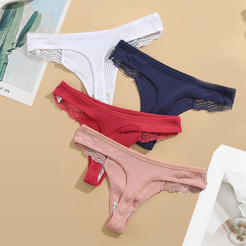 Women's Lace Low-Rise Cotton Thongs - Sexy and Stylish