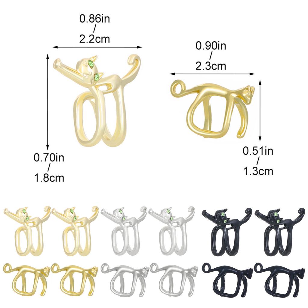 1 Pair Green Eyed Cats Ear Clip Fashionable Ear Jewelry Comfortable Earrings Nonslip Ear Accessories Alloy Texture