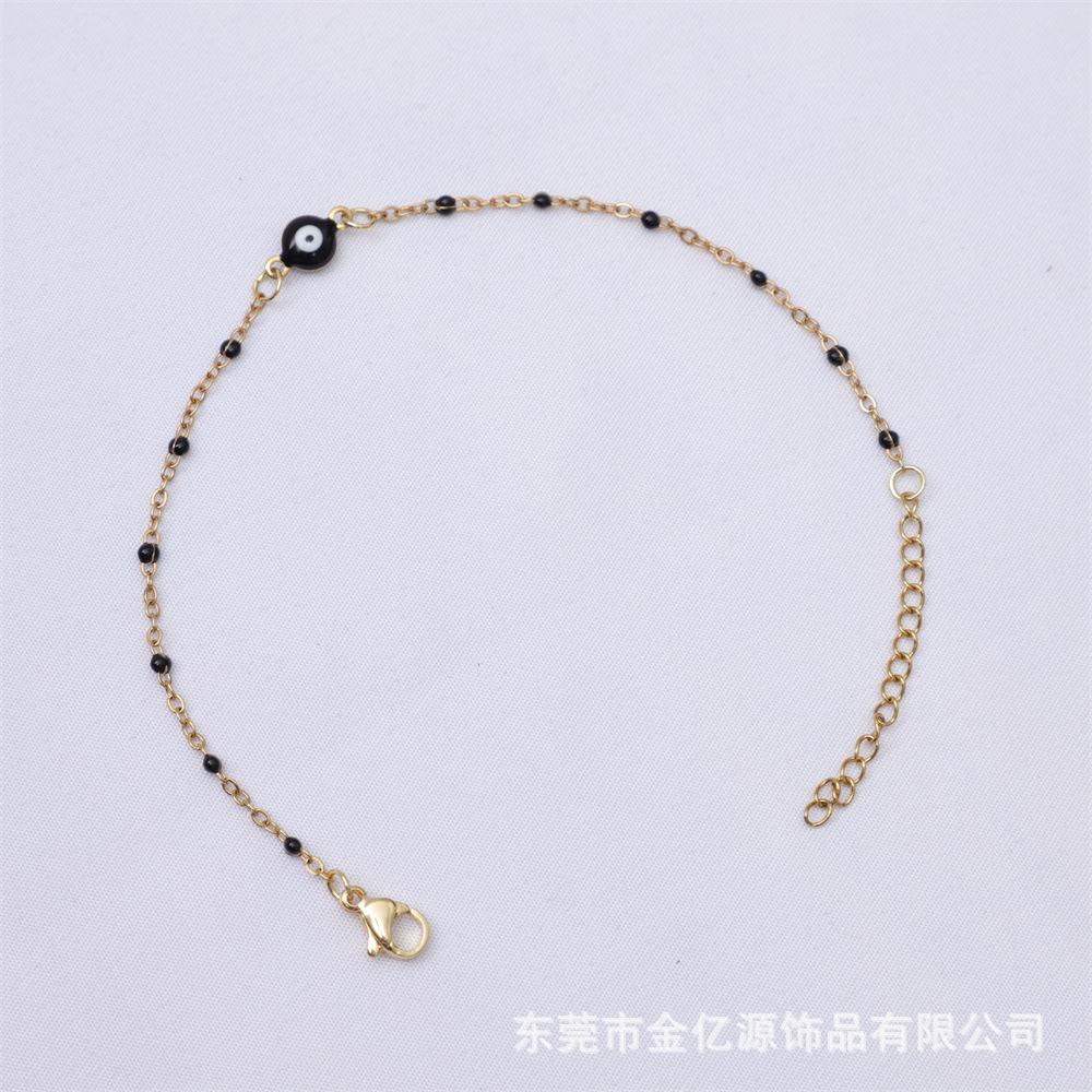 

Simple Fashion Stainless Steel Colorful Dripping Glaze Ecil Eyes Lucky Amulet Bracelet for Women Men Zircon Gifts Do Not Fade чорний