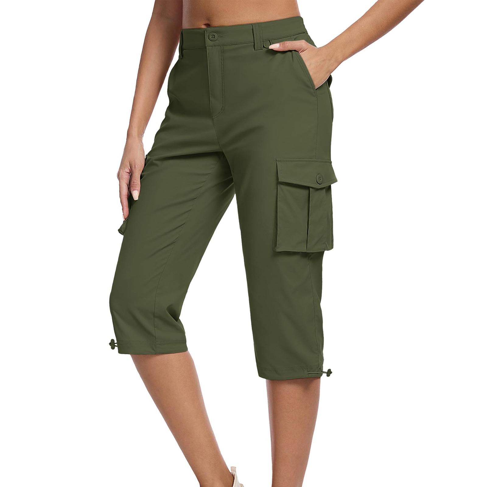

Женские капри-карго с 6 карманами, легкие быстросохнущие повседневные удобные летние брюки для путешествий на открытом воздухе S хаки