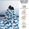 1pc Blue Butterflies Lightweight Flannel Blanket, Comfortable and Warm Blanket, for Office and Camping Sofa Bed, Livingroom031
