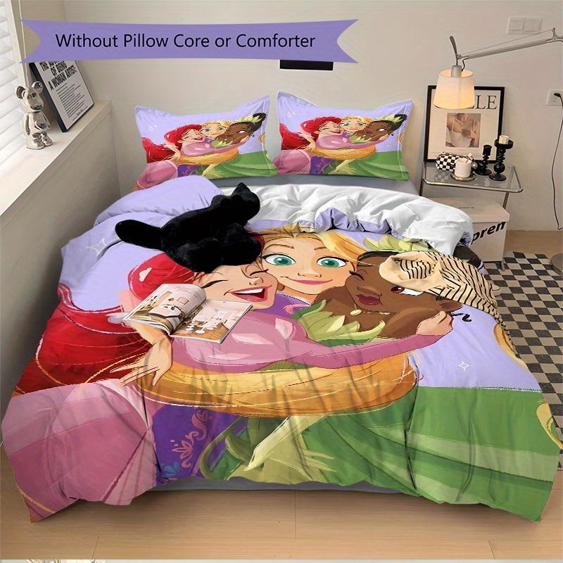 3pcs Set Disney Princess Friendship1pc of Quilt Cover+2pcs of Pillowcase, No Core, Print Bedding, All Seasons Bedroom Setting116
