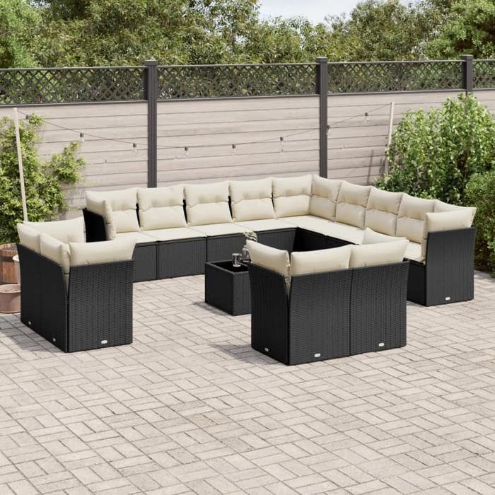 VidaXL Garden Lounge Set with Cushions 11 Pcs, Patio Sofas, Patio Furniture Set, Outdoor Furniture, Black 3256965