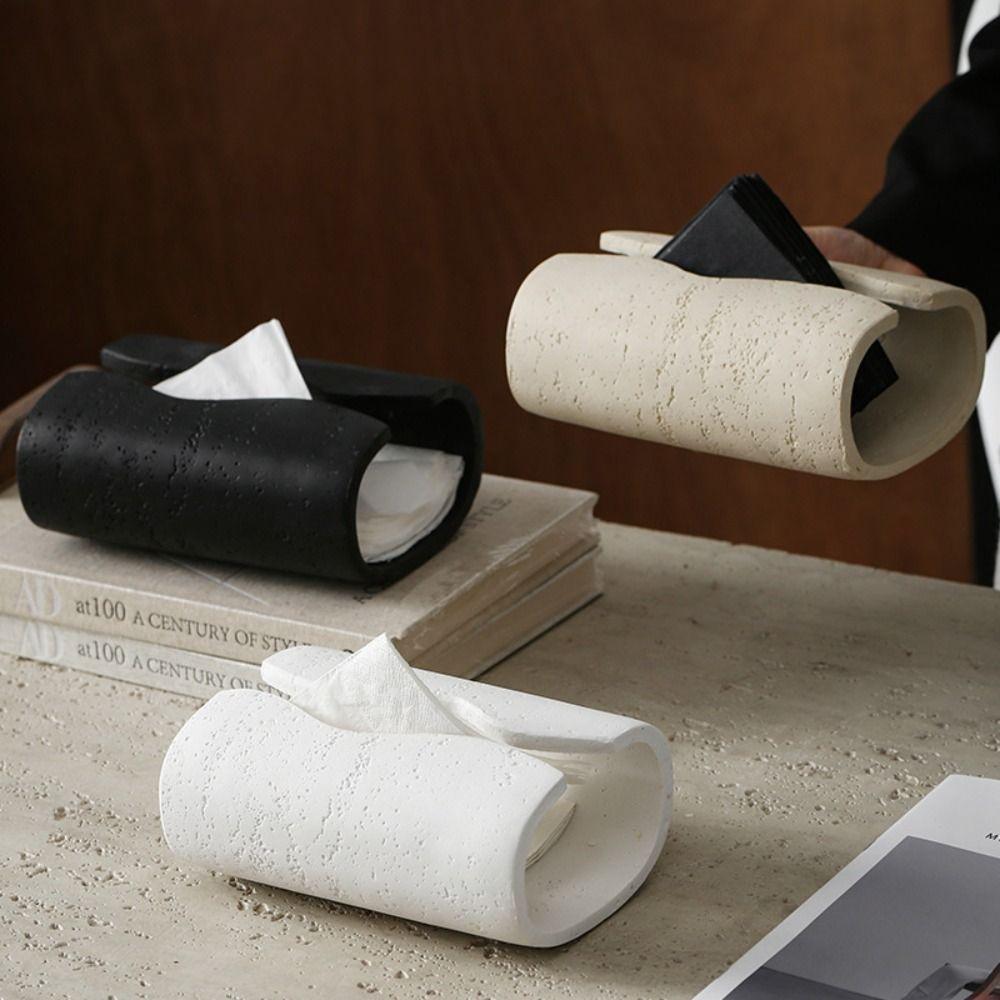 Rectangular Resin Tissue Box Imitation Cave Stone Design Vintage Artistic Napkin Holder Decorative Wear-resistant
