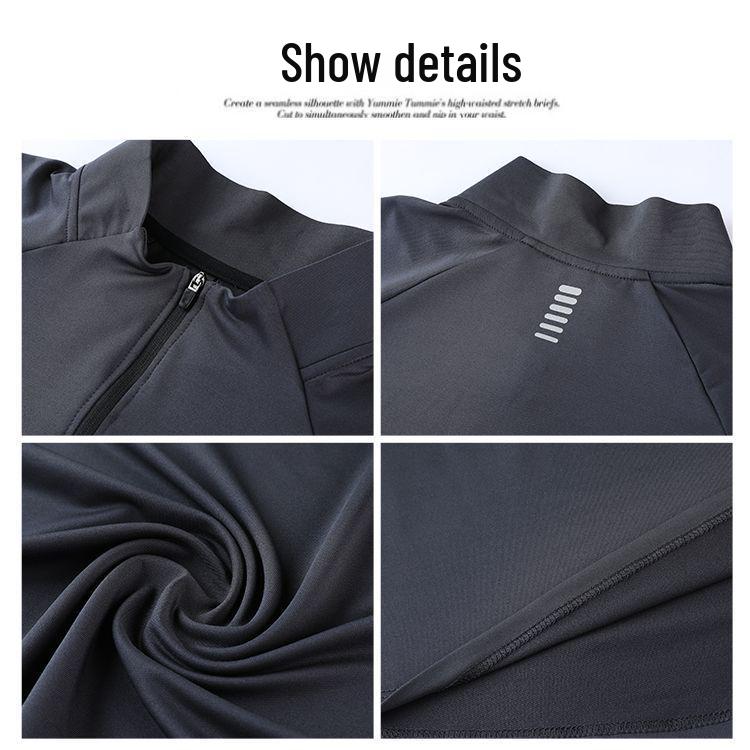 Men's Quick-Dry Reflective Long Sleeve Zip-Up Running Top