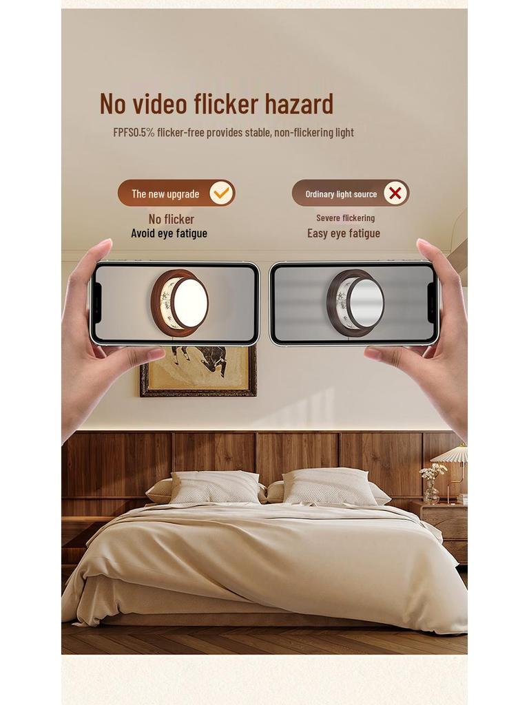 Song Dynasty-Inspired Wall Lamp with Walnut Grain