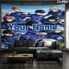 Blue Lock Soccer Custom Name Wall Tapestry Aesthetic Wall Hanging Printed Fabric Blanket Decorative Tapestries For Bedroom Living Room Home Decor