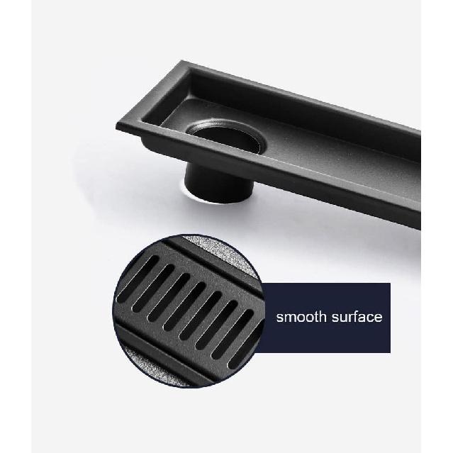 11.8-Inch SUS304 Stainless Steel Square Shower Floor Drain with Top Grate Offset Drainage,Black Finish