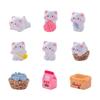 9Pcs/set Cartoon Cat Animal Miniatures Diy Resin Ornaments Fairy Garden Decoration Moss Terrarium Micro Landscape