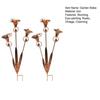 Yousheng 2 Pcs Flamed Copper Three Calla Lilies Garden Stake with Bells, Handmade Rain Catcher Flower, Metal Plant Yard Art, Rustic Wind Chime