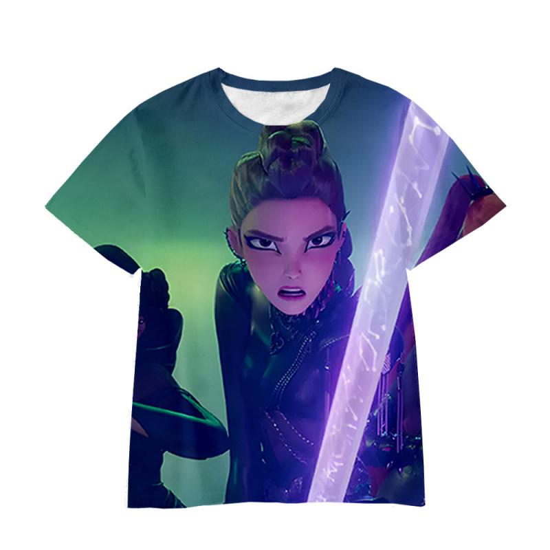 The Magic Hunter Team Short-sleeved Kpop Rumi, Mira and Zoe 3D Printed Cartoon Fashion and Youth for Children and Adults