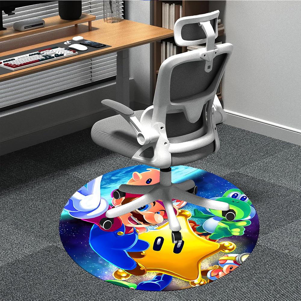 

1pc Mario Office Round Area Rug, Under Office Chairs Bedroom Living Room Home Decor, Room Deco, Available in Various Sizes200 80cm by 80cm