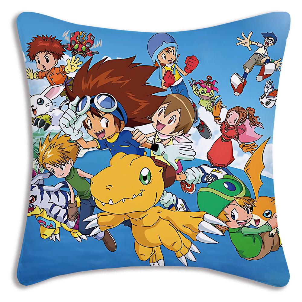 Anime For D-Digimons Pillow Covers Cartoon Sofa Decorative Home Double-sided Printing Short Plush Cute Cushion Cover