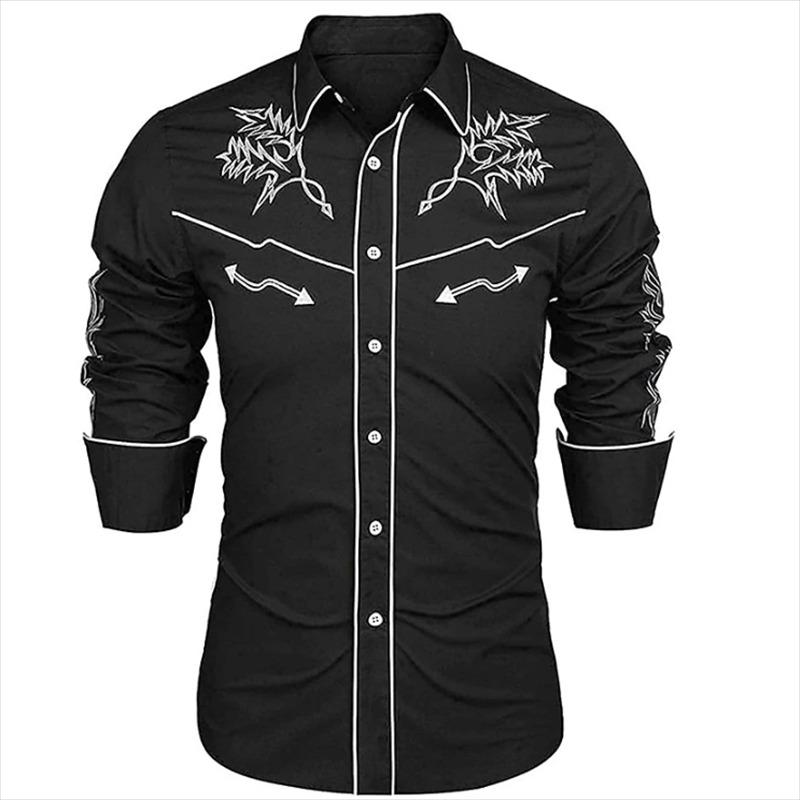 Camisa Occidental Tribal Étnica de Diseño de Lujo para Hombre Deporte Ocio Fiesta al Aire Libre 2023 Nueva