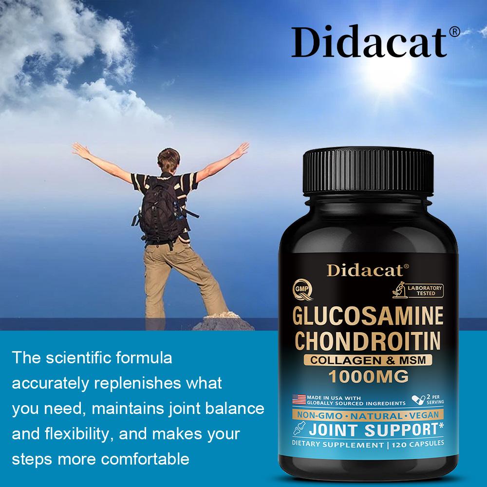 1000mg Glucosamine Chondroitin Supplement, Collagen Support, 120 Capsules