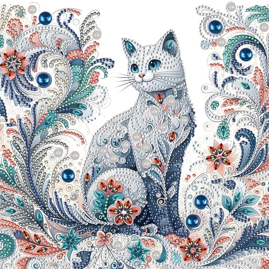 5D-Diamant-Malerei-Set zum Selbermachen, teilweiser Spezialbohrer, Katzen-Dekoration, 30 x 30 cm