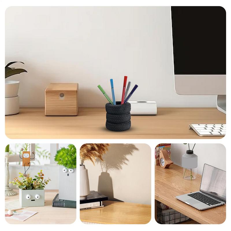 Reifenförmiger Stifthalter Make-up-Pinsel-Organizer Kreativer Bleistift-Aufbewahrungseimer für Heim-Büro-Dekoration Schreibwaren-Zubehör