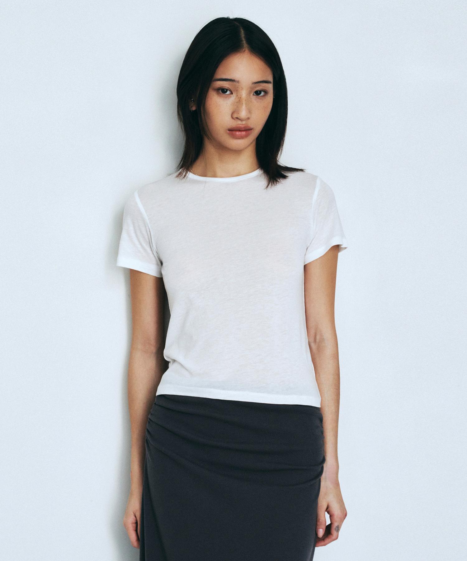 Nive Plain Round Slim Fit T-Shirt (Ivory) Free