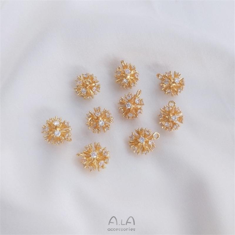 Inlaid Zircon Pine Cone Pendant - 14K Gold-Filled, Tarnish-Resistant, DIY Bracelet & Earrings Handmade Jewelry Charm