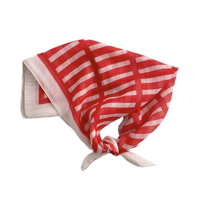 Silk scarf neck small square scarf spring and summer new floral polka dot small scarf literary headscarf headband bag strap