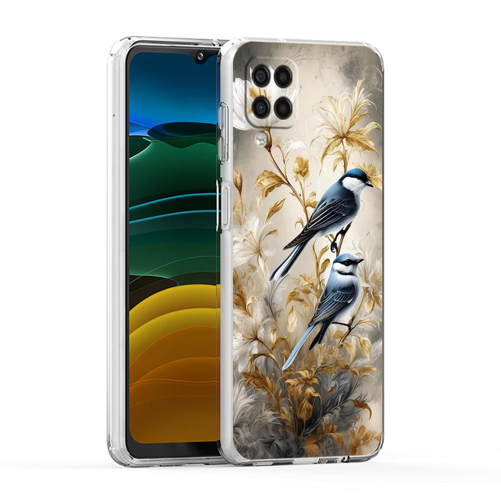 Soft Cover for Samsung Galaxy A25 A23 A22 A52S A52 A55 A72 A71 A41 A31 A13 A11 Transparent Phone Case Flower Floral Bird Pattern