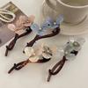 Elegant Flower Hairpin for Women Girl Simple Solid Plastic One Word Twist Clip Hairpin Shark Clip Headwear Hair Style Accessorie