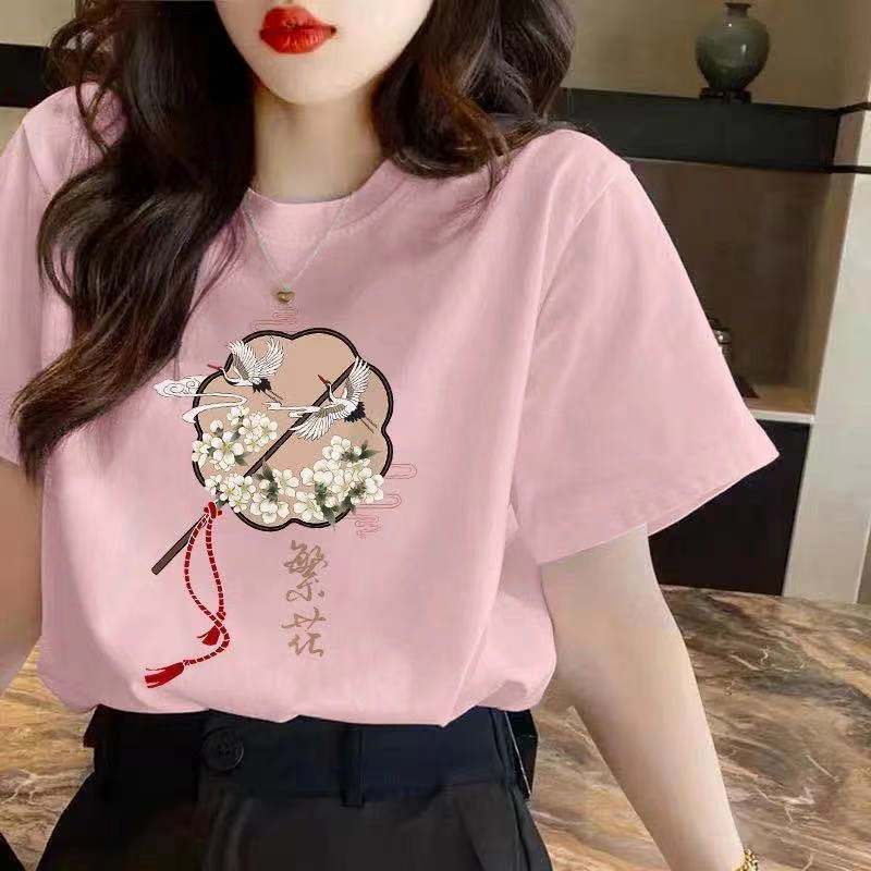 Cotton Short-sleeved T-shirt Women's Summer Style Chinese Style Loose White Bottoming T-shirt Trendy
